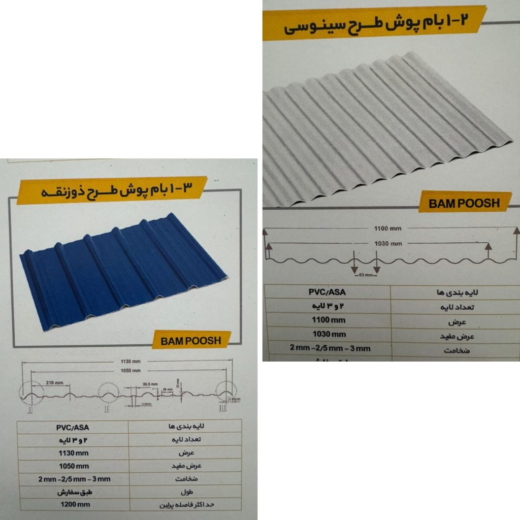 تولید کننده ورق شیروانی UPVC آرمان پلیمر پردیس کاشان